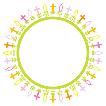 Confirmation Card Crosses & Fishes Frame