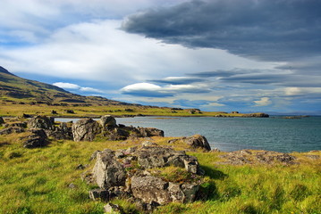 Fototapeta na wymiar Iceland. Cape Watsness. Sunny and rocky