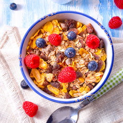 muesli breakfast menu with forest fruits