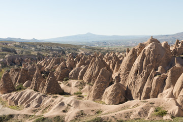 the sculpted landscape of the volcanic region of Cappadocia