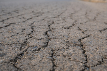 close up Cracked road in village