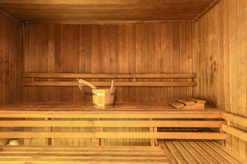 Fototapeta na wymiar Sauna mit Wasserkübel