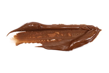 Cream chocolate spreading isolated on white background, with clipping path, top view