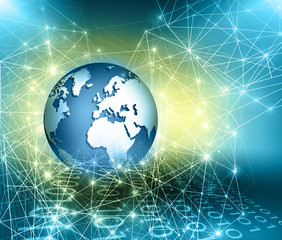 Best Internet Concept of global business. Globe, glowing lines on technological background. Wi-Fi, rays, symbols Internet, 3D illustration