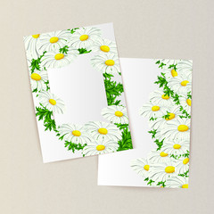greeting card with flowers for congratulations, labels, price tags