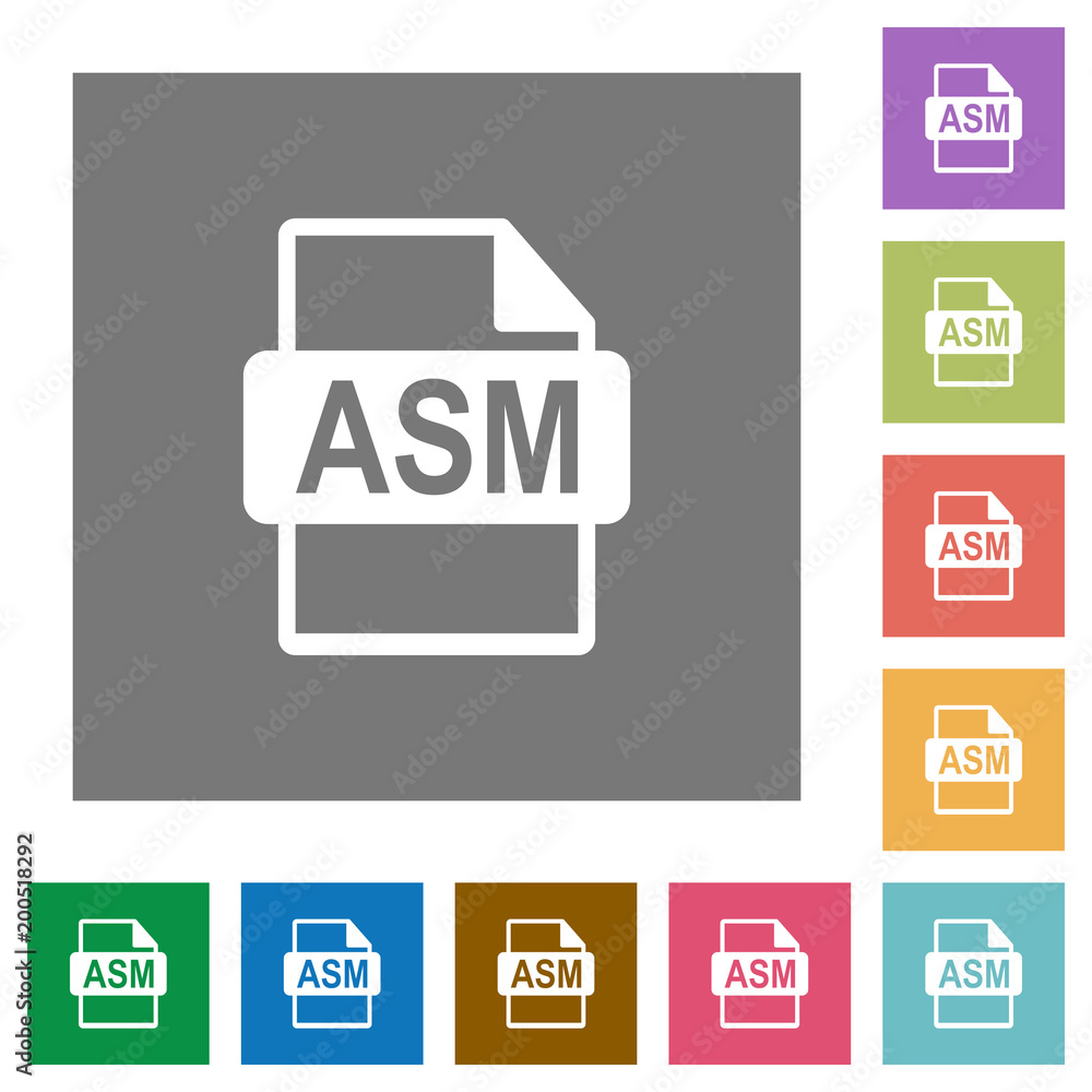 Poster asm file format square flat icons
