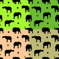 Collection Seamless pattern, silhouette of the indian black elephant,