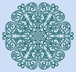 Very beautiful round ornament, blue