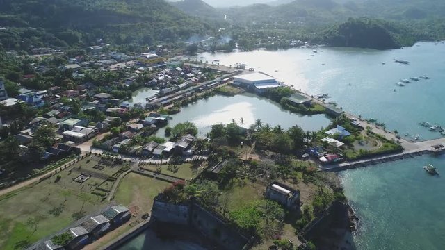  drone shot of  santa isabel fort in Puerto Princesa,  Philippines