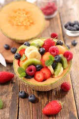 fruit salad in melon bowl