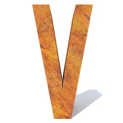 Conceptual old rusted metal font or type, iron or steel industry piece isolated white background. Educative rusty material, aged vintage surface, worn damaged object as 3D illustration rough surface