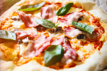 Italian pizza in restaurant