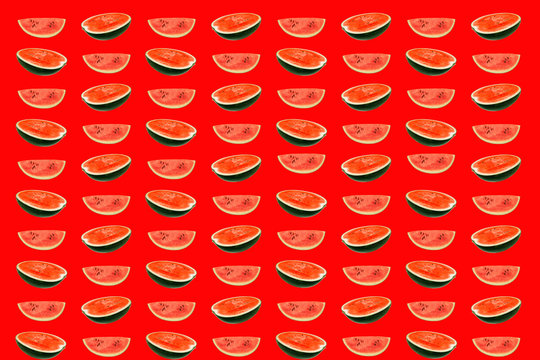 water melons  slice on red background