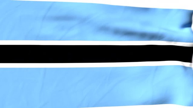 The waving flag of Botswana opens up the view to the position of Botswana on a colored world map
