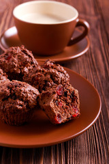 Chocolate, cherry and coconut muffins