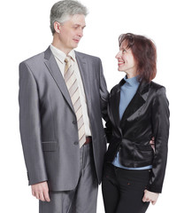 portrait of businessman and business woman.isolated