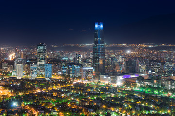 Panoramic view of Santiago de Chile with Costanera Center skyscraper