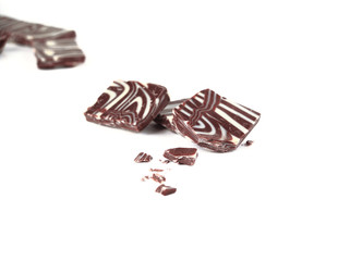 close up.caramel chocolate dessert .isolated on white.photo with copy space