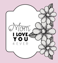 happy mothers day frame with flowers