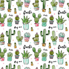 Lovely cactus seamless pattern © Cheeba Ribba designs