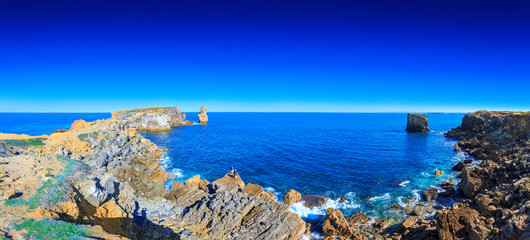 Wonderful romantic afternoon panoramic seascape. Coastline cliff