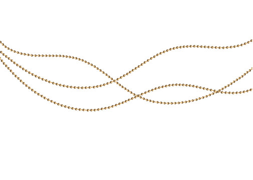 A beautiful chain of Golden color.String beads are realistic insulated. Decorative element of gold bead design.vector illustration.