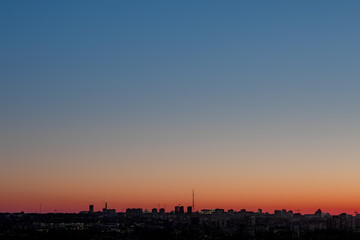 Silhouettes the city at sunset. Beautiful sunset.