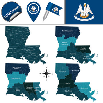 Map of Louisiana with Regions