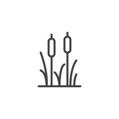 Reeds plant outline icon. linear style sign for mobile concept and web design. Cattail simple line vector icon. Symbol, logo illustration. Pixel perfect vector graphics
