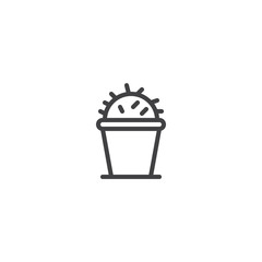 Cactus in pot outline icon. linear style sign for mobile concept and web design. Home plant simple line vector icon. Symbol, logo illustration. Pixel perfect vector graphics