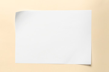 White business card on wooden table. Blank portrait A4.