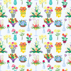 Vintage floral vector bouquet garden flower seamless pattern background botanical natural illustration summer floral botany colorful bloom decoration.