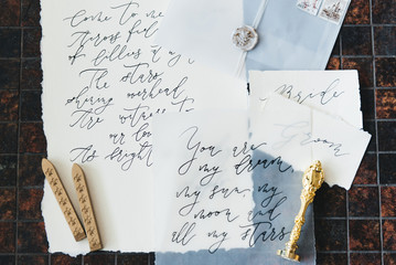 Wedding calligraphy and decor.Inspiration. Wedding invitations, envelope, cards, print, magnifier....