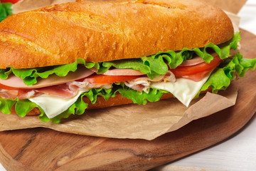 sandwich on a wooden table