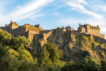 Fototapeta na wymiar Edinburgh Castle as seen from Princes Street Gardens