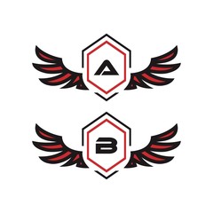 wing logo design for emblem, logo, or fly