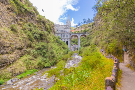 Sanctuary of Las Lajas view from the river Ipiales Colombia