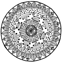 Maya Round Mandala doodle for yoga and meditation.