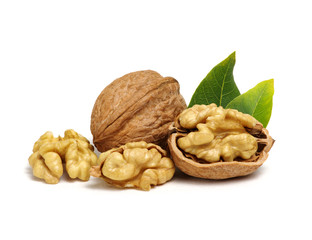 Walnuts with leaves