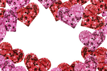 Group of glitter hearts