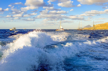 Sea scenes in the bay of Trapani, Sicily island