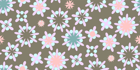 Cute seamless pattern  in retro style. Round shapes, vector illustration. Textile design, wrapping paper.