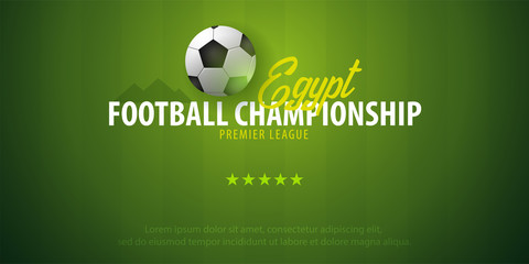 Football or Soccer design banner. Egypt Football championship. Vector ball. Vector illustration