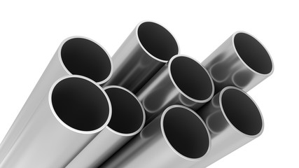 3D Rendering Metal Pipes isolated on white