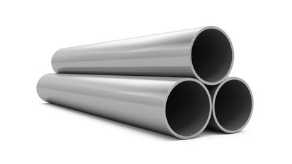 3D Rendering Metal Pipes isolated on white
