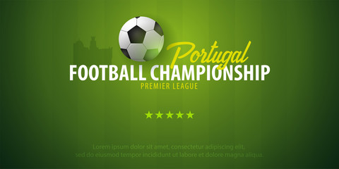 Football or Soccer design banner. Portugal Football championship. Vector ball. Vector illustration