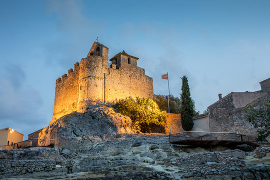 Medieval castle in the blue hour