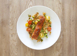 Salmon with Pearl Couscous Salad