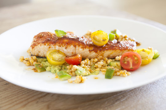 Salmon With Pearl Couscous Salad