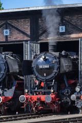 Naklejka premium Dampflokomotive im Süddeutschen Eisenbahnmuseum in Heilbronn
